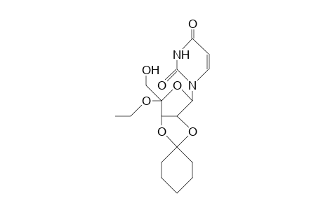 4'(R)-1-(2,3-O-Cyclohexylidene-4-O-ethyl.beta.-D-erythro-pentofuranosyl-4-ulose)-uracil