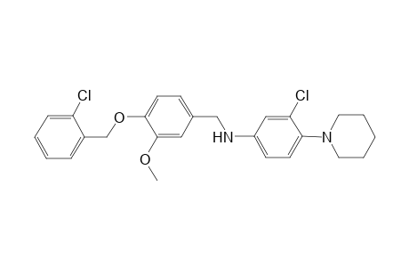 3-Chloranyl-N-[[4-[(2-chlorophenyl)methoxy]-3-methoxy-phenyl]methyl]-4-piperidin-1-yl-aniline