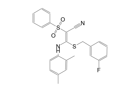 2-propenenitrile, 3-[(2,4-dimethylphenyl)amino]-3-[[(3-fluorophenyl)methyl]thio]-2-(phenylsulfonyl)-, (2E)-