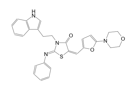 (2Z,5E)-3-[2-(1H-indol-3-yl)ethyl]-5-{[5-(4-morpholinyl)-2-furyl]methylene}-2-(phenylimino)-1,3-thiazolidin-4-one