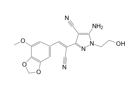 1H-pyrazole-3-acetonitrile, 5-amino-4-cyano-1-(2-hydroxyethyl)-alpha-[(7-methoxy-1,3-benzodioxol-5-yl)methylene]-