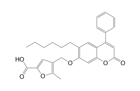 2-furancarboxylic acid, 4-[[(6-hexyl-2-oxo-4-phenyl-2H-1-benzopyran-7-yl)oxy]methyl]-5-methyl-