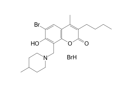 6-bromo-3-butyl-7-hydroxy-4-methyl-8-[(4-methylpiperidino)methyl]coumarin, hydrobromide