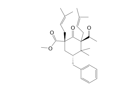 methyl (1S,3R,5R)-3-acetyl-5-benzyl-4,4-dimethyl-1,3-bis(3-methylbut-2-enyl)-2-oxo-cyclohexanecarboxylate