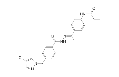 N-[4-((1E)-N-{4-[(4-chloro-1H-pyrazol-1-yl)methyl]benzoyl}ethanehydrazonoyl)phenyl]propanamide