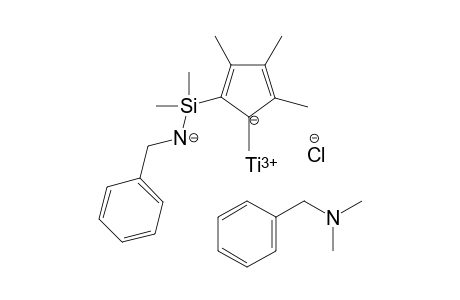 Benzyl-[dimethyl-(2,3,4,5-tetramethylcyclopenta-1,3-dien-1-yl)silyl]azanide N,N-dimethyl-1-phenyl-methanamine titanium(III) chloride