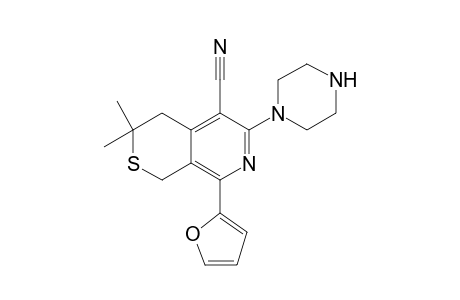 1H-Thiopyrano[3,4-c]pyridine-5-carbonitrile, 3,4-dihydro-8-(2-furyl)-3,3-dimethyl-6-(1-piperazinyl)-