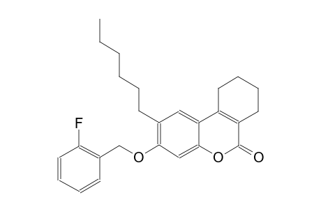 6H-dibenzo[b,d]pyran-6-one, 3-[(2-fluorophenyl)methoxy]-2-hexyl-7,8,9,10-tetrahydro-