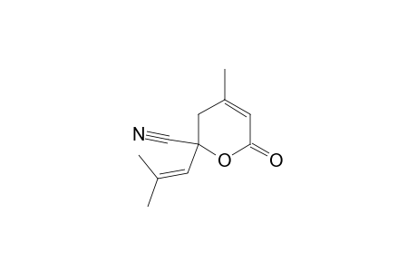 4-Methyl-2-(2-methylprop-1-enyl)-6-oxidanylidene-3H-pyran-2-carbonitrile