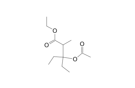 Pentanoic acid, 3-(acetyloxy)-3-ethyl-2-methyl-, ethyl ester