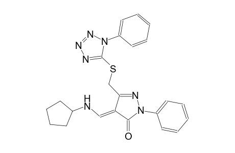 (4E)-4-[(cyclopentylamino)methylene]-2-phenyl-5-{[(1-phenyl-1H-tetraazol-5-yl)sulfanyl]methyl}-2,4-dihydro-3H-pyrazol-3-one
