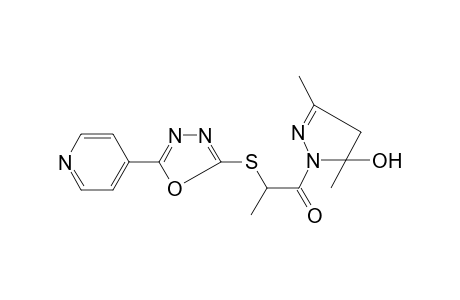 1-(5-Hydroxy-3,5-dimethyl-4,5-dihydro-pyrazol-1-yl)-2-(5-pyridin-4-yl-[1,3,4]oxadiazol-2-ylsulfanyl)-propan-1-one