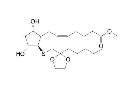 13,14-Dihydro-15-deoxy-15,15-(ethylenedioxy)-12-thiaprostaglandin-F(2.alpha.) - Methyl Ester