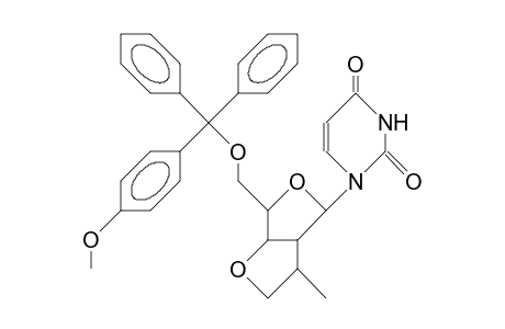 1-(5-O-<4-Monomethoxy-trityl>-2-deoxy-2-C,3-O-<1-methyl-ethylene>-B-D-lyxofuranosyl)-uracil