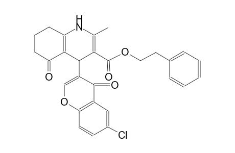 3-quinolinecarboxylic acid, 4-(6-chloro-4-oxo-4H-1-benzopyran-3-yl)-1,4,5,6,7,8-hexahydro-2-methyl-5-oxo-, 2-phenylethyl ester