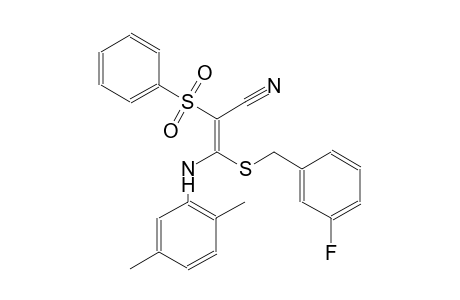2-propenenitrile, 3-[(2,5-dimethylphenyl)amino]-3-[[(3-fluorophenyl)methyl]thio]-2-(phenylsulfonyl)-, (2E)-
