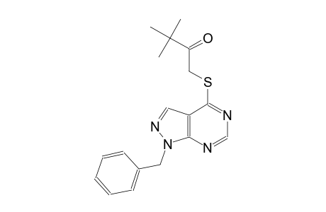 1-[(1-benzyl-1H-pyrazolo[3,4-d]pyrimidin-4-yl)sulfanyl]-3,3-dimethyl-2-butanone