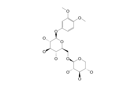 3,4-DIMETHOXYPHENYL-1-O-BETA-D-XYLOPYRANOSYL-(1->6)-BETA-D-GLUCOPYRANOSIDE