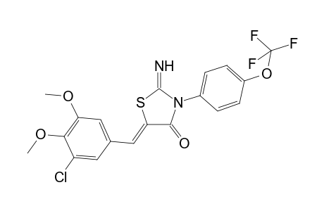 (5Z)-2-azanylidene-5-[(3-chloranyl-4,5-dimethoxy-phenyl)methylidene]-3-[4-(trifluoromethyloxy)phenyl]-1,3-thiazolidin-4-one