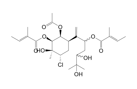 1.beta.-Acetoxy-2.beta.,8-diangeloyloxy-3.beta.,10,11-trihydroxy-4.alpha.-chlorobisabol-7(14)-ene