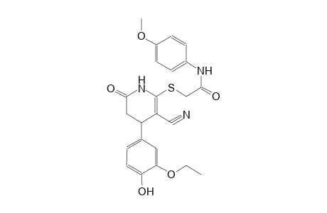 2-{[3-cyano-4-(3-ethoxy-4-hydroxyphenyl)-6-oxo-1,4,5,6-tetrahydro-2-pyridinyl]sulfanyl}-N-(4-methoxyphenyl)acetamide