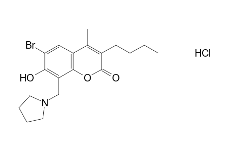 6-bromo-3-butyl-7-hydroxy-4-methyl-8-[(1-pyrrolidinyl)methyl]coumarin, hydrochloride