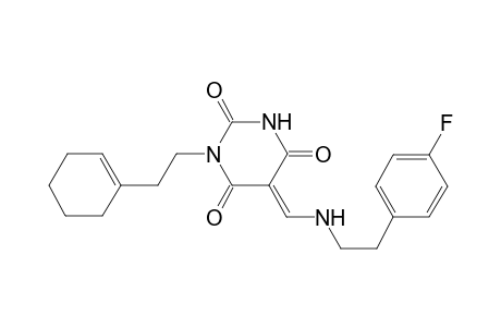 Pyrimidine-2,4,6(1H,3H,5H)-trione, 1-(2-cyclohexenylethyl)-5-[2-(4-fluorophenyl)ethylaminomethylene]-