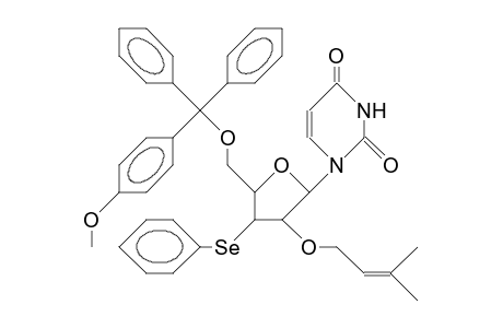 1-(5-O-<4-Monomethoxy-trityl>-2-O-<3-methyl-2-butenyl>-3-deoxy-3-phenylseleno-B-D-arabinofuranosyl)-uracil
