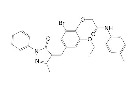 2-{2-bromo-6-ethoxy-4-[(Z)-(3-methyl-5-oxo-1-phenyl-1,5-dihydro-4H-pyrazol-4-ylidene)methyl]phenoxy}-N-(4-methylphenyl)acetamide