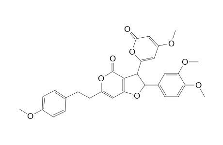 4H-Furo[3,2-c]pyran-4-one, 2-(3,4-dimethoxyphenyl)-2,3-dihydro-3-(4-methoxy-2-oxo-2H-pyran-6-yl) -6-[2-(4-methoxyphenyl)ethyl]-