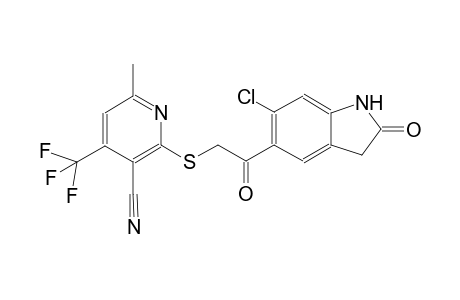 3-pyridinecarbonitrile, 2-[[2-(6-chloro-2,3-dihydro-2-oxo-1H-indol-5-yl)-2-oxoethyl]thio]-6-methyl-4-(trifluoromethyl)-