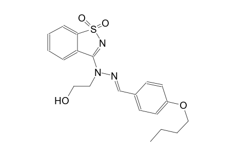 benzaldehyde, 4-butoxy-, (1,1-dioxido-1,2-benzisothiazol-3-yl)(2-hydroxyethyl)hydrazone
