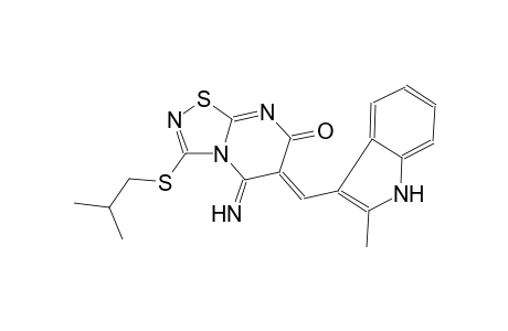 (6Z)-5-imino-3-(isobutylsulfanyl)-6-[(2-methyl-1H-indol-3-yl)methylene]-5,6-dihydro-7H-[1,2,4]thiadiazolo[4,5-a]pyrimidin-7-one