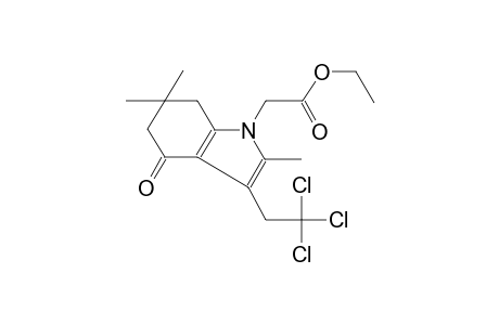 1H-indole-1-acetic acid, 4,5,6,7-tetrahydro-2,6,6-trimethyl-4-oxo-3-(2,2,2-trichloroethyl)-, ethyl ester