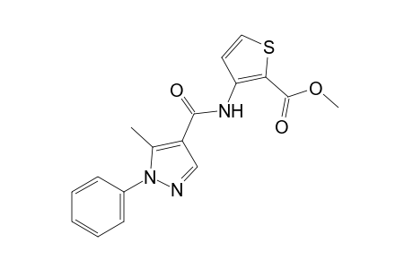 3-(5-methyl-1-phenylpyrazole-4-carboxamido)-2-thiophenecarboxylic acid, methyl ester
