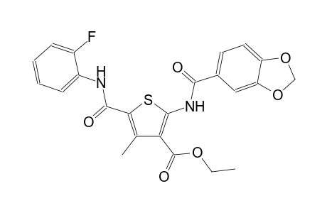 3-thiophenecarboxylic acid, 2-[(1,3-benzodioxol-5-ylcarbonyl)amino]-5-[[(2-fluorophenyl)amino]carbonyl]-4-methyl-, ethyl ester