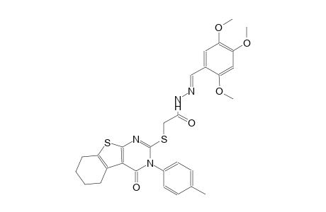 2-{[3-(4-methylphenyl)-4-oxo-3,4,5,6,7,8-hexahydro[1]benzothieno[2,3-d]pyrimidin-2-yl]sulfanyl}-N'-[(E)-(2,4,5-trimethoxyphenyl)methylidene]acetohydrazide