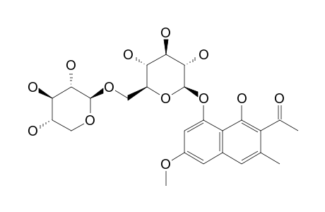 2-ACETYL-3-METHYL-6-METHOXYNAPHTHALENE-1,8-DIOL-8-O-XYLOSYL-(1->6)-GLUCOSIDE