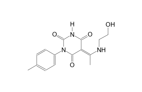 (5E)-5-{1-[(2-hydroxyethyl)amino]ethylidene}-1-(4-methylphenyl)-2,4,6(1H,3H,5H)-pyrimidinetrione