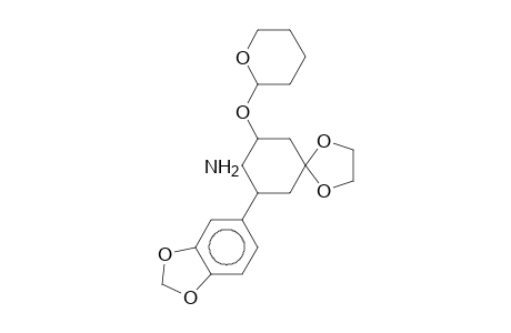 1,4-Dioxaspiro[4,5]decane, 7-[(tetrahydropyran-2-yl)oxy]-8-amino-9-(1,3-benzodioxol-5-yl)-