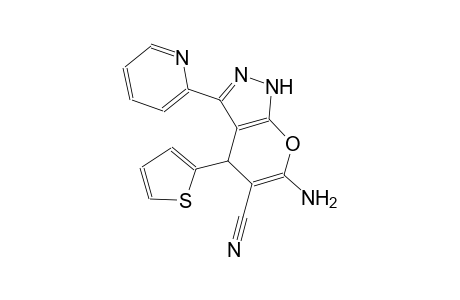 6-Amino-3-(2-pyridinyl)-4-thiophen-2-yl-2,4-dihydropyrano[2,3-c]pyrazole-5-carbonitrile