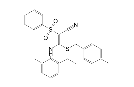 2-propenenitrile, 3-[(2-ethyl-6-methylphenyl)amino]-3-[[(4-methylphenyl)methyl]thio]-2-(phenylsulfonyl)-, (2E)-