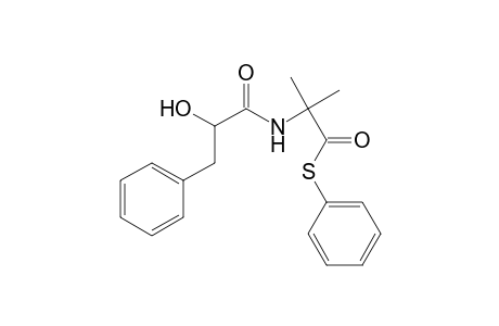 Propanethioic acid, 2-[(2-hydroxy-1-oxo-3-phenylpropyl)amino]-2-methyl-, S-phenyl ester