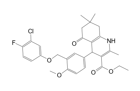 ethyl 4-{3-[(3-chloro-4-fluorophenoxy)methyl]-4-methoxyphenyl}-2,7,7-trimethyl-5-oxo-1,4,5,6,7,8-hexahydro-3-quinolinecarboxylate