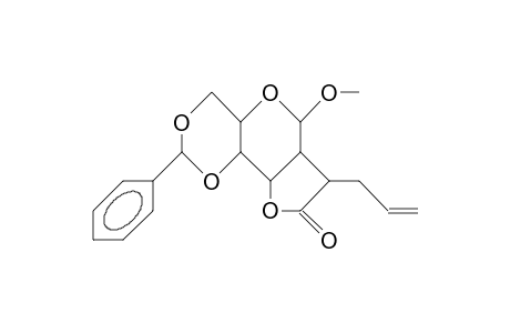 Methyl 5'-(R)-2-deoxy-2-(2-oxoethyl)-4,6-O-(phenylmethylene)-5'-(2-propenyl)-A-D-allopyranoside 2',3 lactone