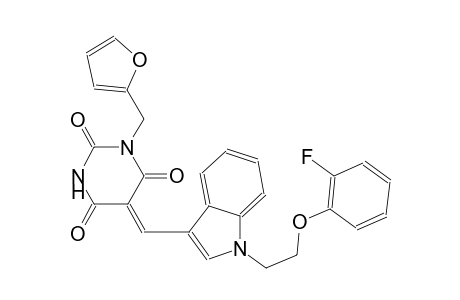 (5Z)-5-({1-[2-(2-fluorophenoxy)ethyl]-1H-indol-3-yl}methylene)-1-(2-furylmethyl)-2,4,6(1H,3H,5H)-pyrimidinetrione