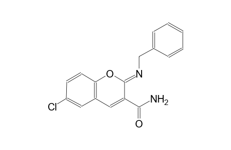 (2Z)-6-chloro-2-{[(Z)-phenylmethyl]imino}-2H-chromene-3-carboxamide
