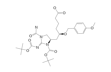 (-)-(5R,4'R)-6-[N,3'-BIS-(TERT.-BUTOXYCARBONYL)-1'-CARBAMOYL-2'-IMINOIMIDAZOLIDIN-4'-YL]-5-(PARA-METHOXYBENZYLOXY)-HEXANOIC-ACID