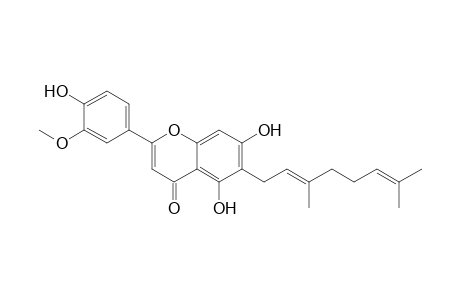 6-[(2E)-3,7-dimethylocta-2,6-dienyl]-2-(3-methoxy-4-oxidanyl-phenyl)-5,7-bis(oxidanyl)chromen-4-one