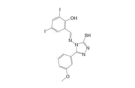 2,4-diiodo-6-((E)-{[3-(3-methoxyphenyl)-5-sulfanyl-4H-1,2,4-triazol-4-yl]imino}methyl)phenol